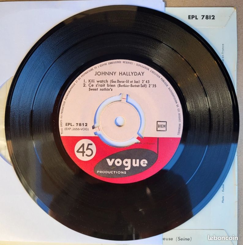 D -Johnny Hallyday Kili Watch EP 45T 1960 Centreur & Languette avec MEDIUM, RARE (image 4)