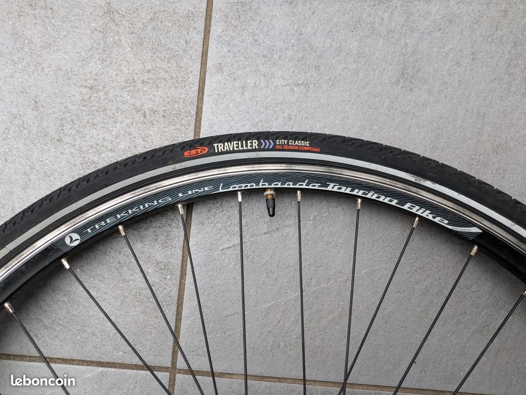Ancienne roue arrière vélo pignon Clément avec chaine, Old
