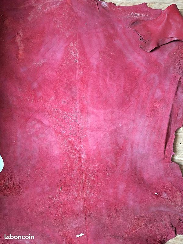 Lot de 3 peaux de cuir souple (Rouge, Camel, Noir) - Env. 80x60 cm (image 5)