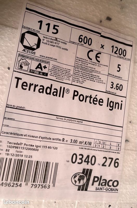 Isolant TERRADAL PORTÉE IGNI 115mm - PLACO (image 2)