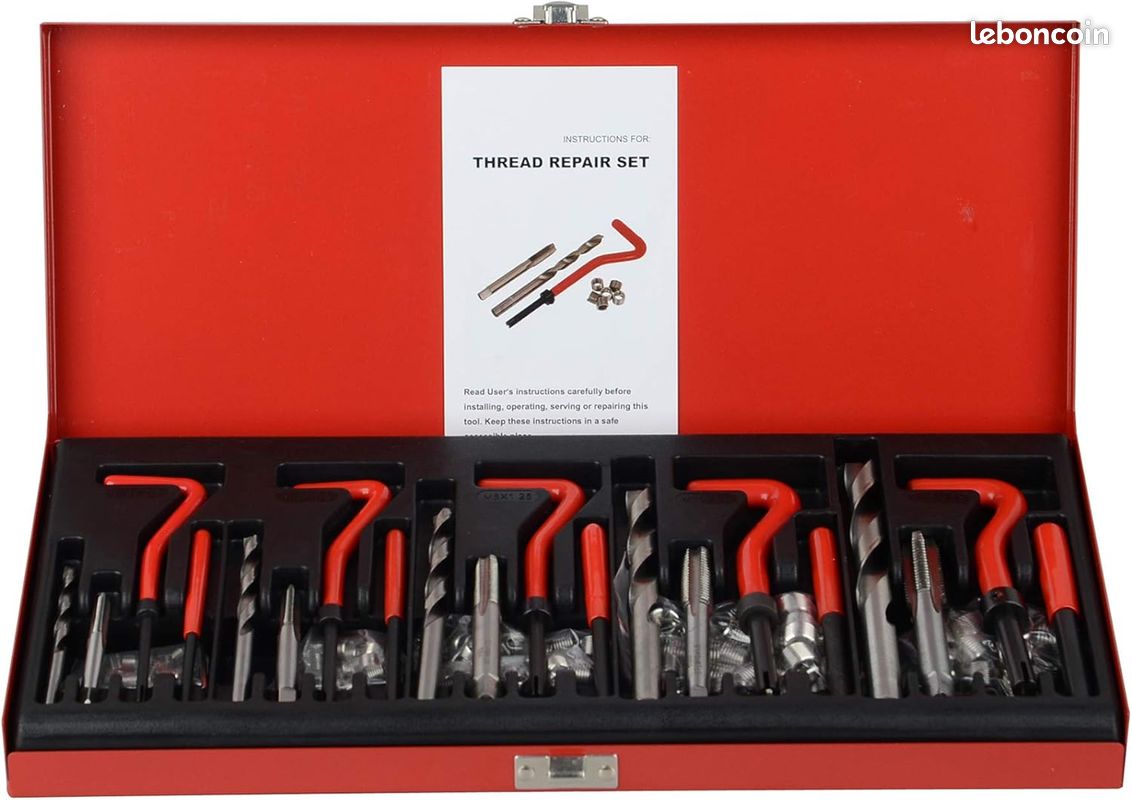 LncBoc - Kit De Réparation De Filetage Métrique 131 Pièces - Inserts HSS M5 M6 M8 M10 M12 - Pour Métal Kit Helicoil HSS 131 Pièces