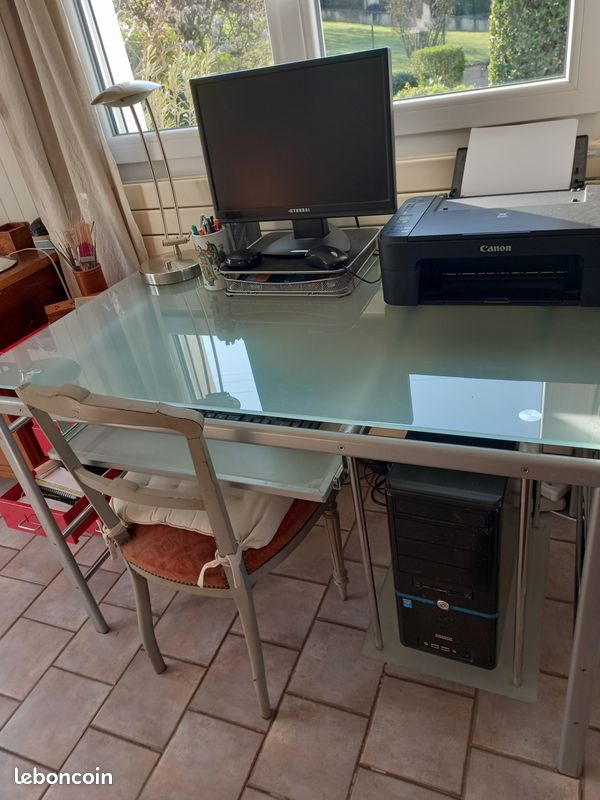 Table de bureau plateau en verre (image 2)