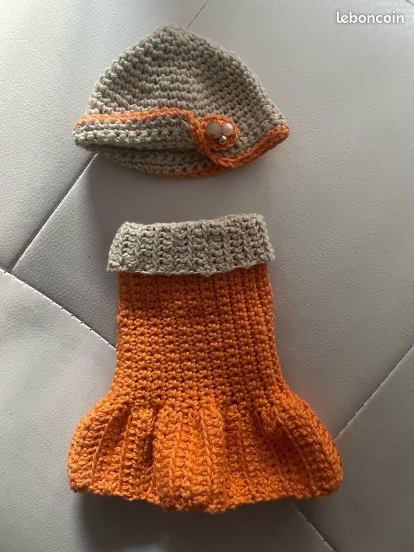 Tenue Pour Poupée Bleuette GL - Bonnet Et Chapeau - Fabrication Française Vintage