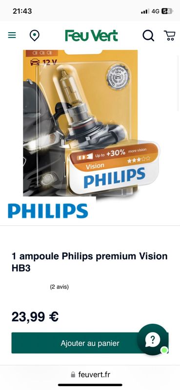Ampoule HB3 Philips neuf - Équipement auto