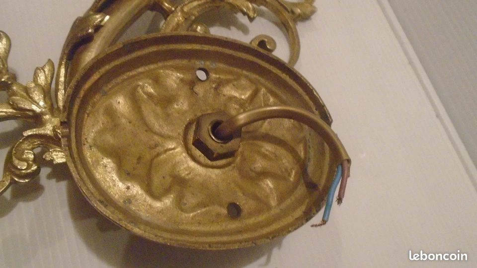 2 APPLIQUES BRONZE doré Style LOUIS XV ROCAILLE LUMIERE LUSTRE milieu
