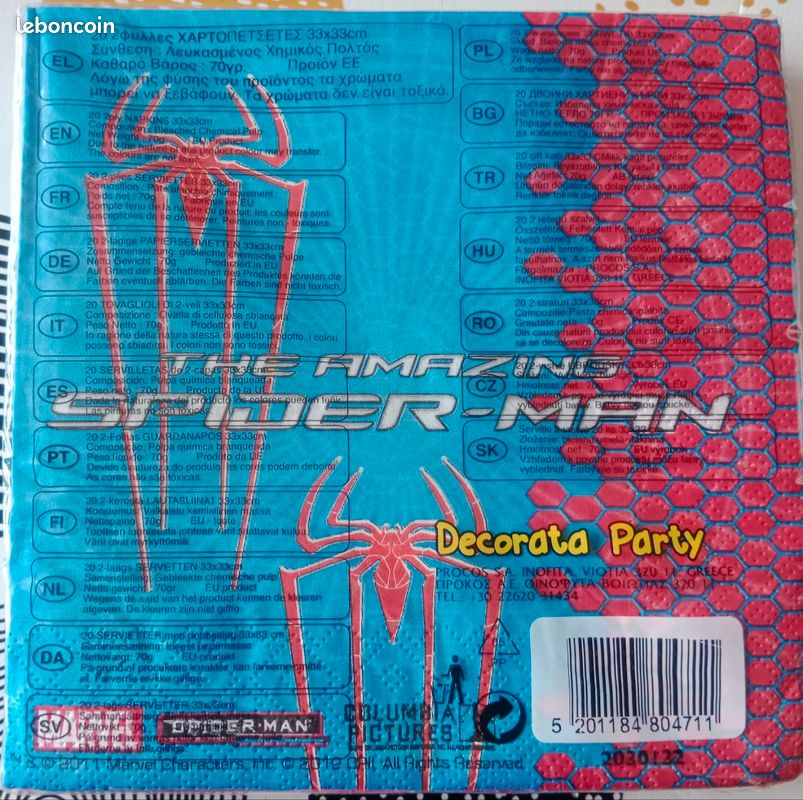 Serviettes papier "Spiderman" (x20) (image 2)
