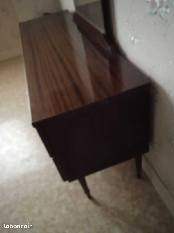 Coiffeuse vintage avec miroir en bois laqué (image 3)