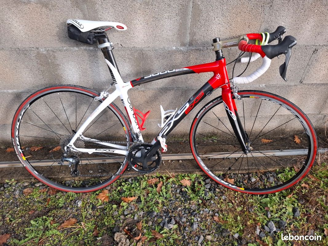 Vélo De Route EXS FULL CARBON Taille M – Noir Et Rouge, Course, 10 Vitesses