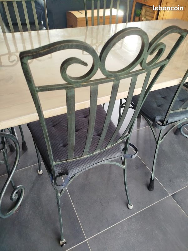 Meubles 6 chaises fer forgées et table (image 2)