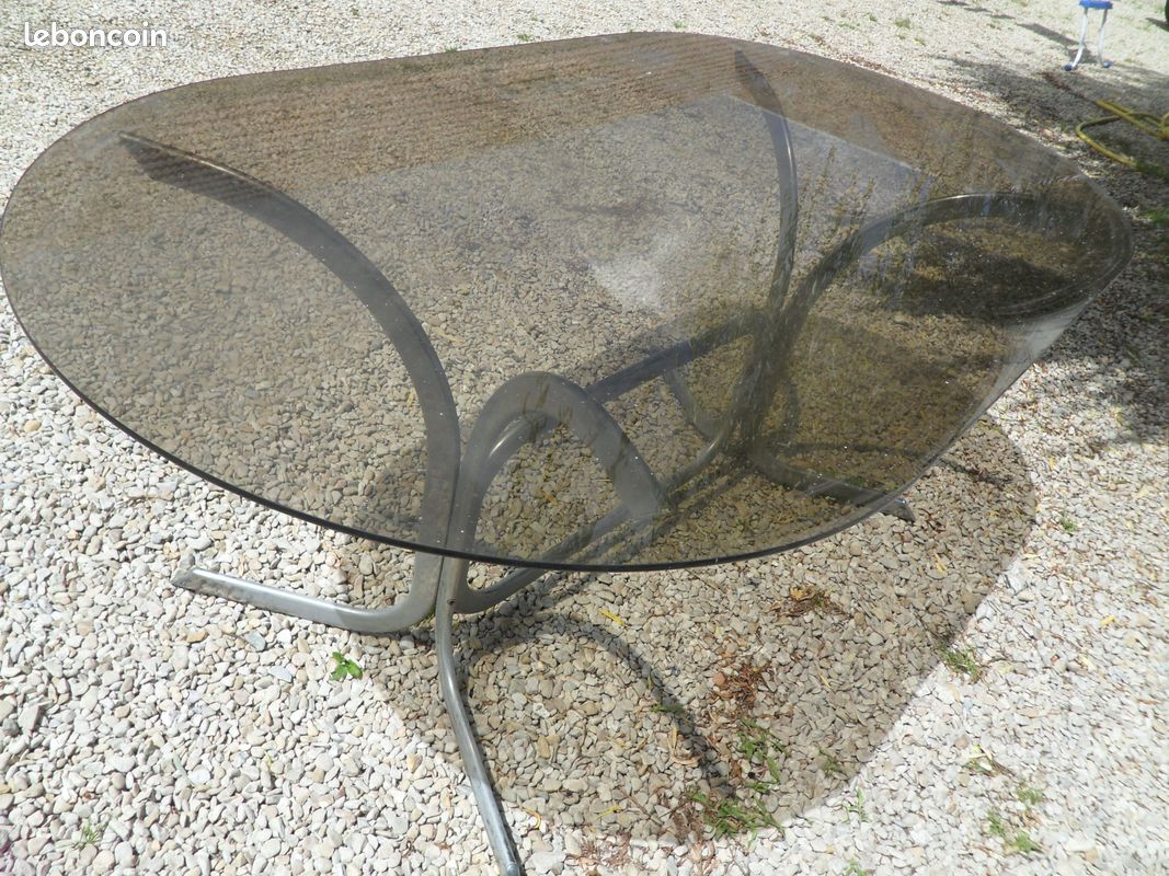 Table a manger vintage en verre (image 2)