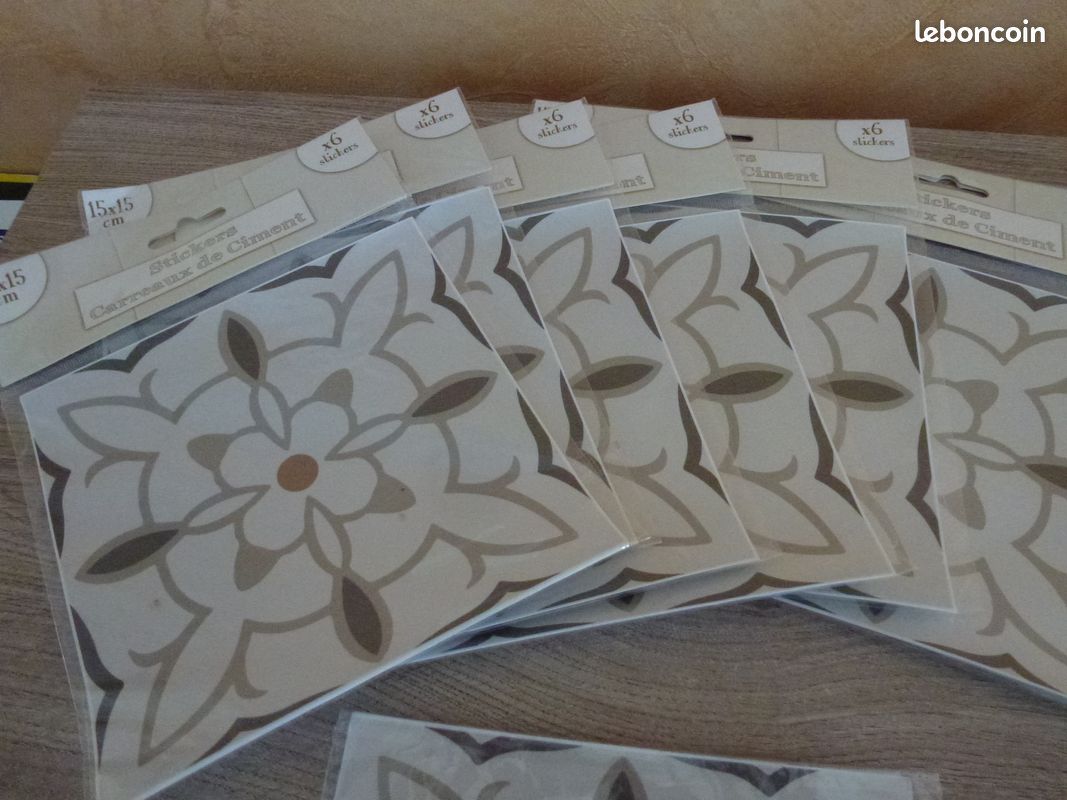 Lot De 6 Stickers Carreaux De Ciment 15x15 Cm - Neuf Sous Emballage, SUD TRADING