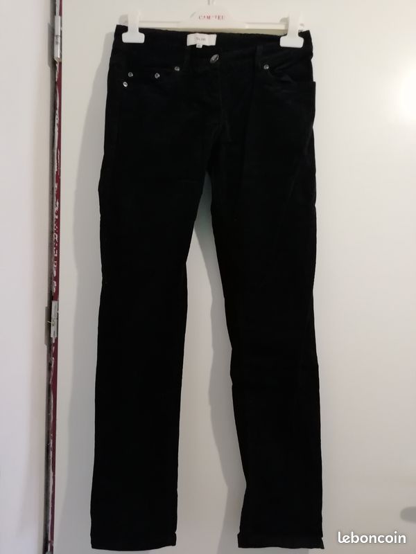 Pantalon aspect velour noir taille 36 (image 1)