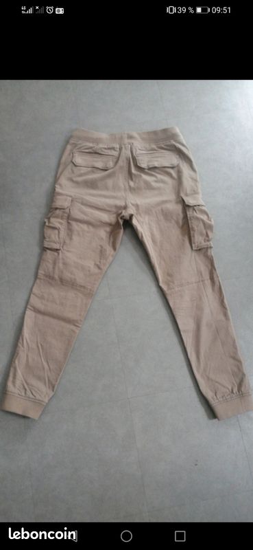 Pantalon Homme H&M Slim Fit Beige - Taille L, Occasion Très Bon état