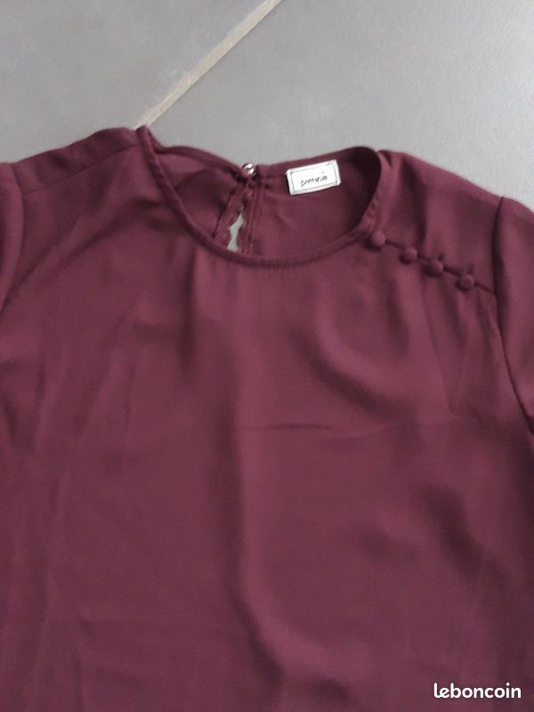Haut couleur bordeau taille XS (image 2)