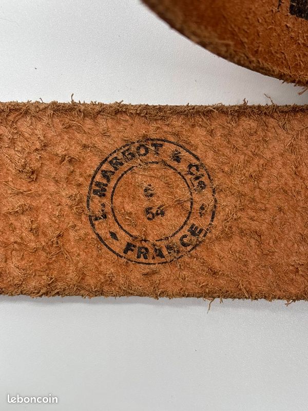 Ceinturon Militaire Français Modèle 1945 - Cuir - Marque Marbot & Compagnie - Neuf Avec étiquettes