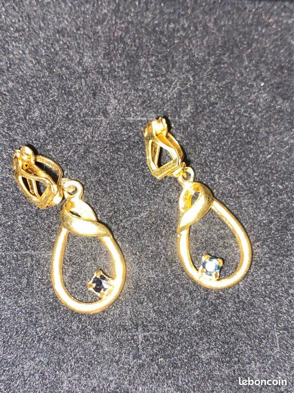 Boucles D'oreilles Vintage Plaquées Or - Multicouleur, Taille Unique - Occasion