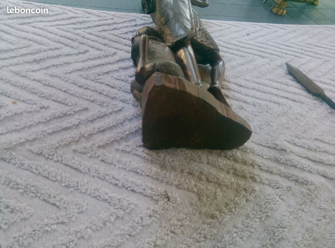 Statue art africain en bois hauteur 34 cm (image 8)