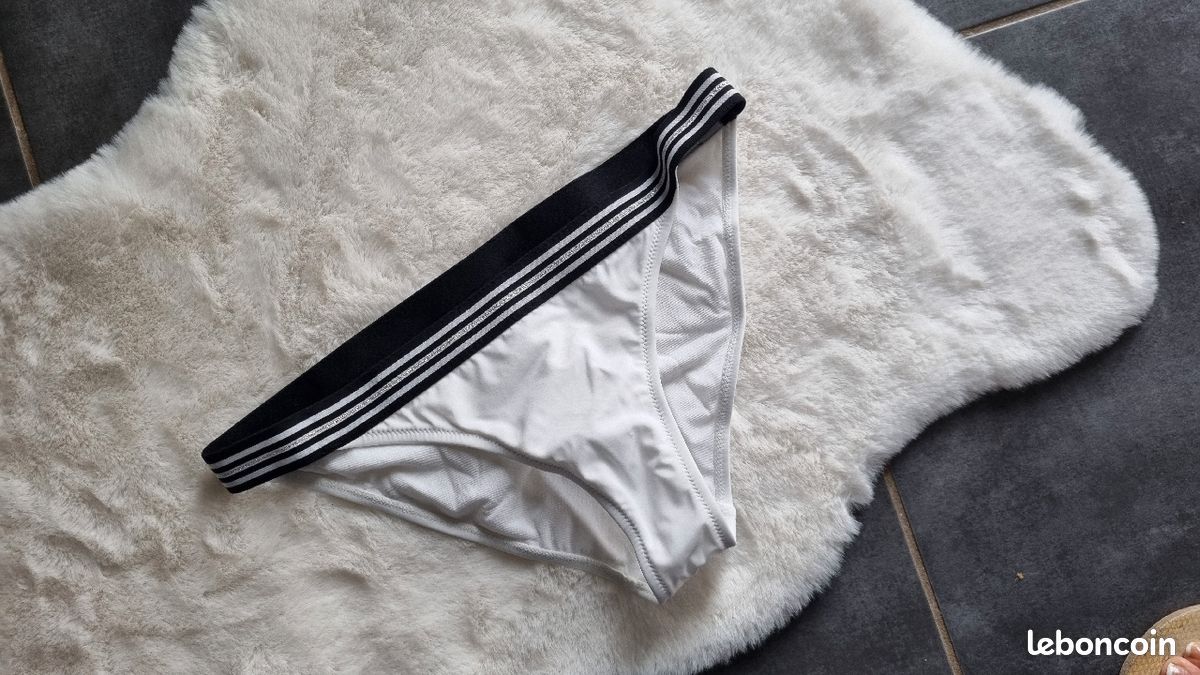 Bas maillot blanc bande noir 40 neuf tex (image 3)