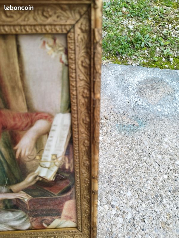 Tableau papier peint encadrement doré très ancien (image 8)