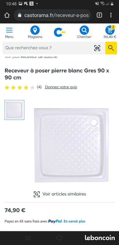 Receveur de douche 90 sur 90 neuf (image 1)