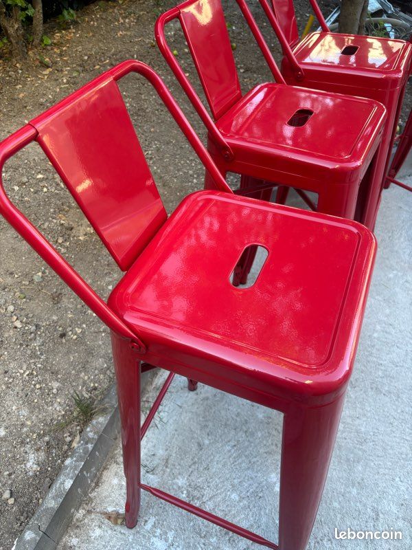 4 tabourets de bar bistrot rouge H77cm neufs (image 5)