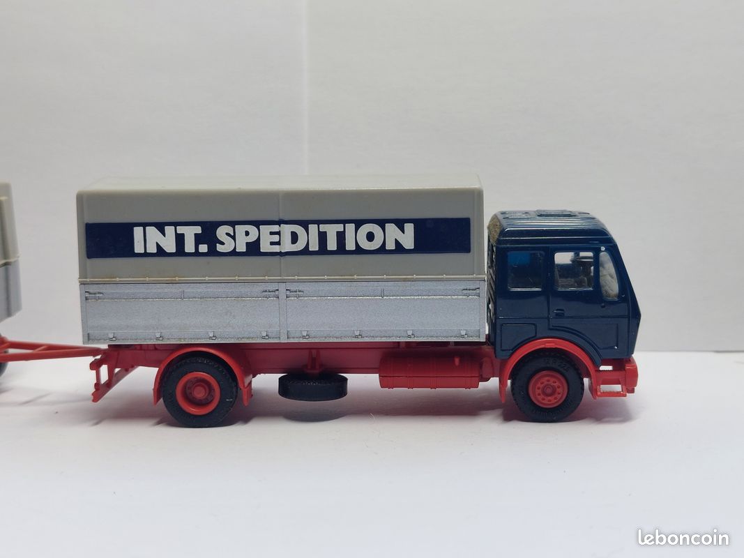 Ho 1/87 herpa mercedes porteur remorque trois essieux occasion