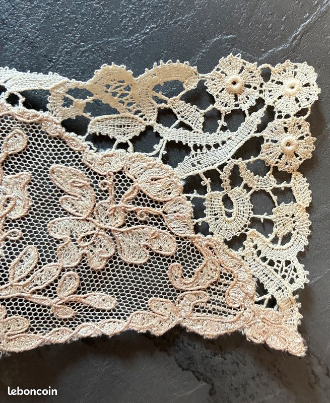Col Ancien En Dentelle Et Tulle – Pièce Vintage Pour Couture Ou Collection