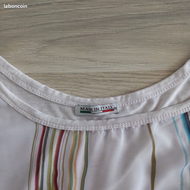 T-shirt femme blanc imprimé Made In Italy taille 38 (image 2)