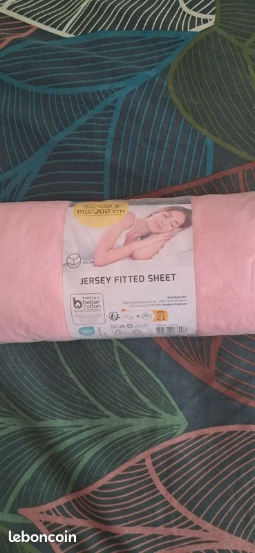 Drap housse 1p jersey rose NEUF (image 3)