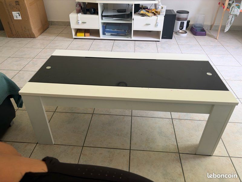 Table basse blanche piano et noir (image 1)