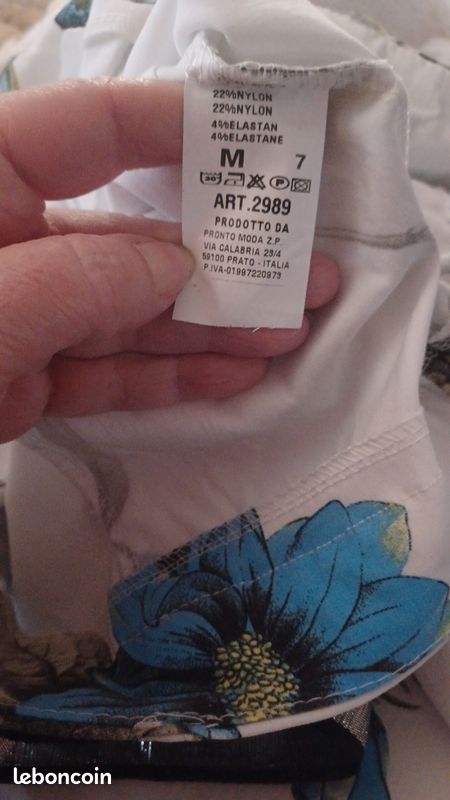 Pantalon fleuri bleu (image 4)
