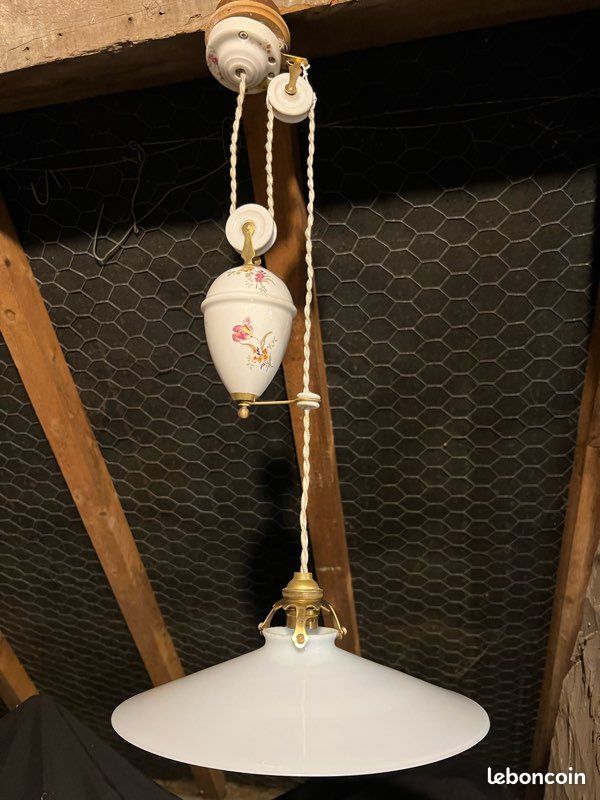Suspension oplaine rose moucheté vintage