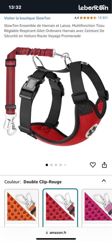 2 Pcs Attache Ceinture Sécurité Chien Voiture 40cm - Harnais Avec Mousqueton Pour Petits Et Grands Chiens