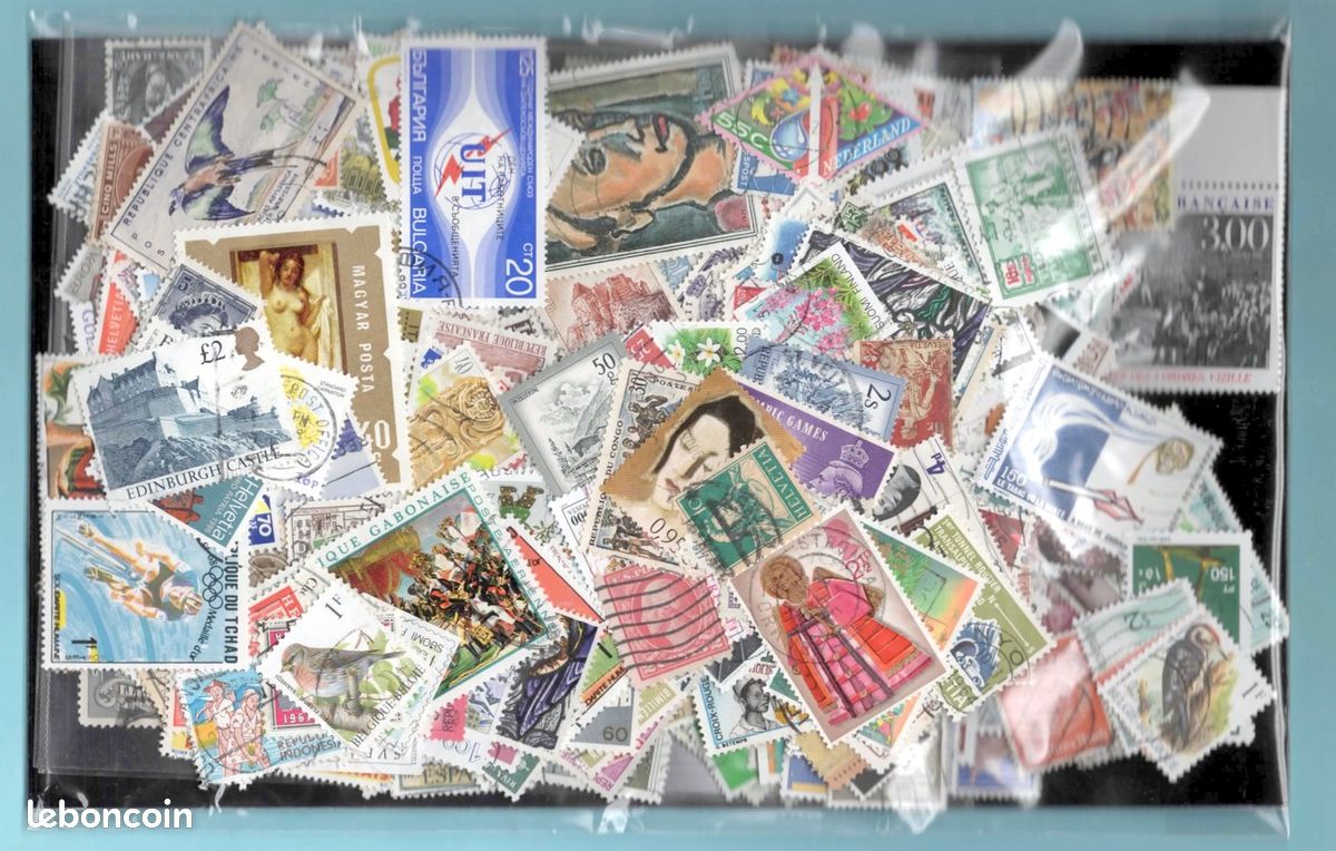 Lot de 600 timbres poste de collection tous différents dont 100 timbres Français Philatélie (image 1)