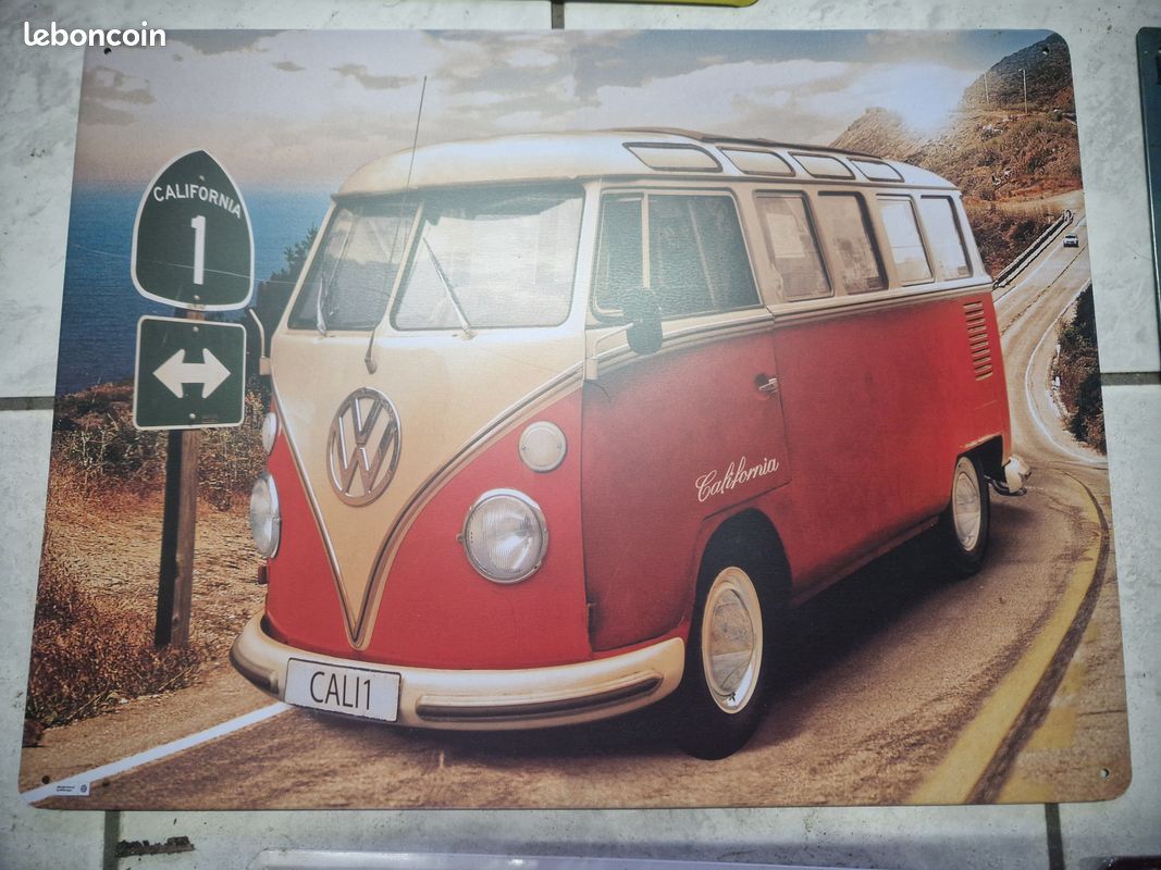 Plaque vintage Volkswagen Combi VW métal 20x30 cm - Décoration murale