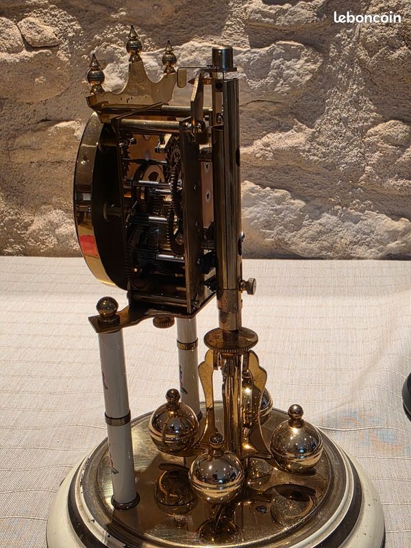 Ancienne Pendule 400 jours Silvo (Koma) - Décor Floral - Sous Globe (image 7)