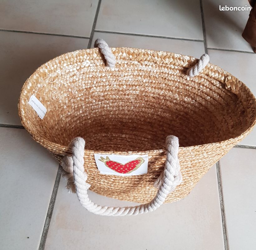 Grand sac en paille tressée neuf (image 3)