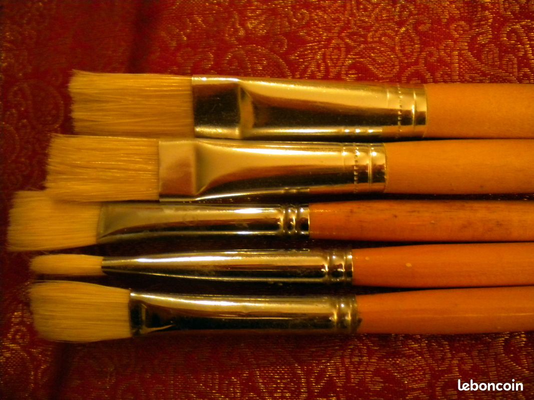 Lot de 5 pinceaux plats, professionnels, neufs (image 1)