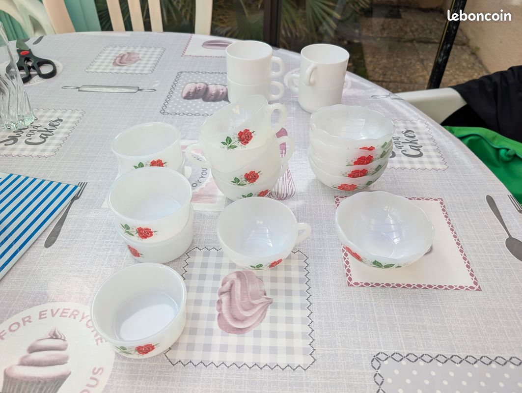 Lot De 4 Bols Vintage Arcopal - Couleurs Blanc, Jaune, Bleu, Vert - Verre - Occasion