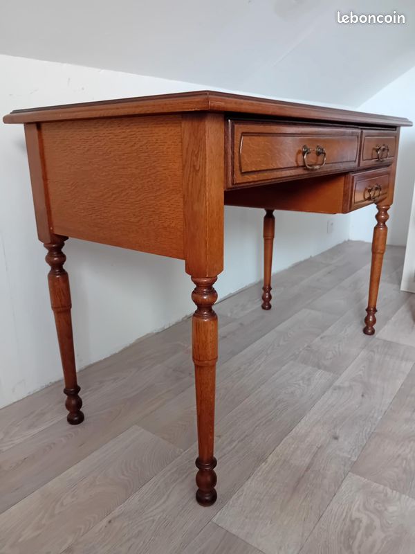 Bureau bois ancien vernis (image 6)