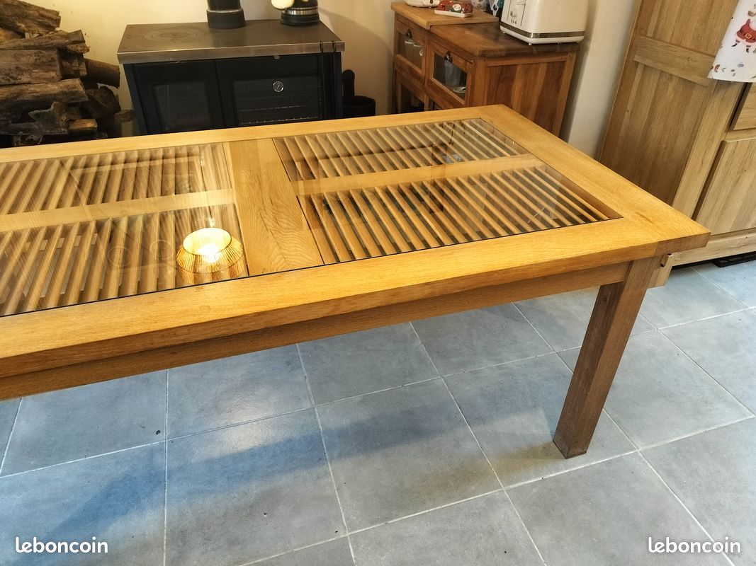 Table en chene avec plateau en verre (image 9)