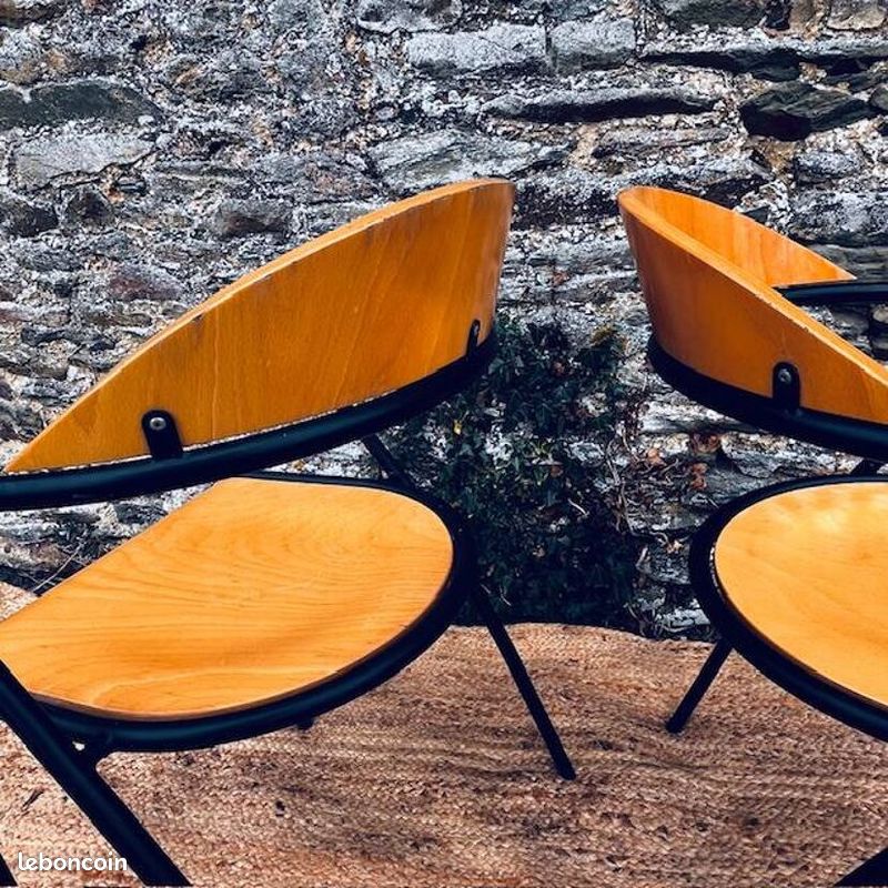 Paire de chaises bois et métal noir (image 9)