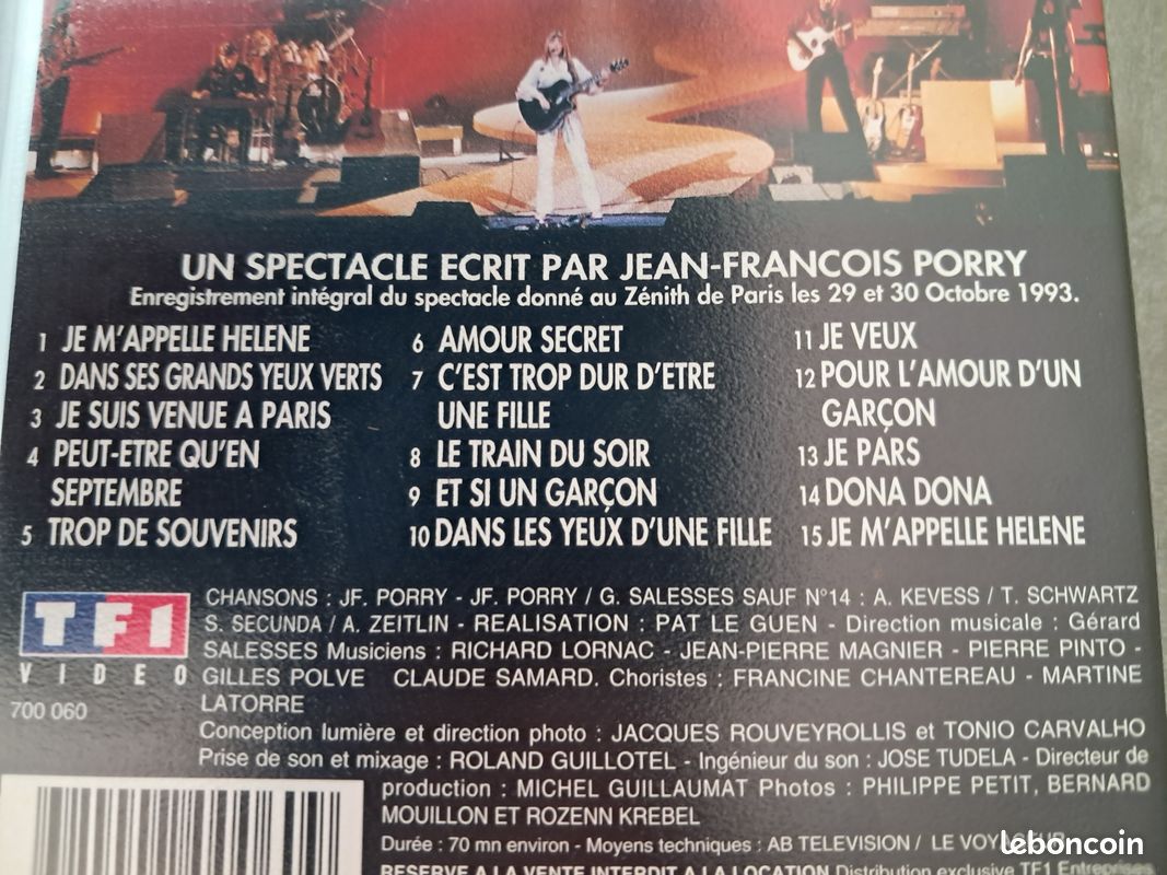 Cassette VHS Hélène Zénith concert intégral année 1990 (image 8)