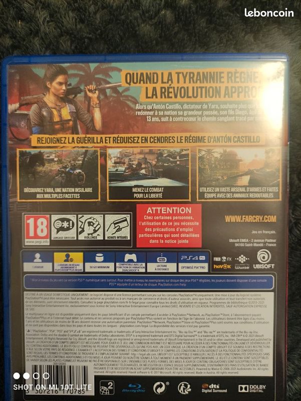 Jeu Far Cry 6 Pour PS4, Occasion En Bon état, Boîtier Inclus, Sans Notice, PEGI 18