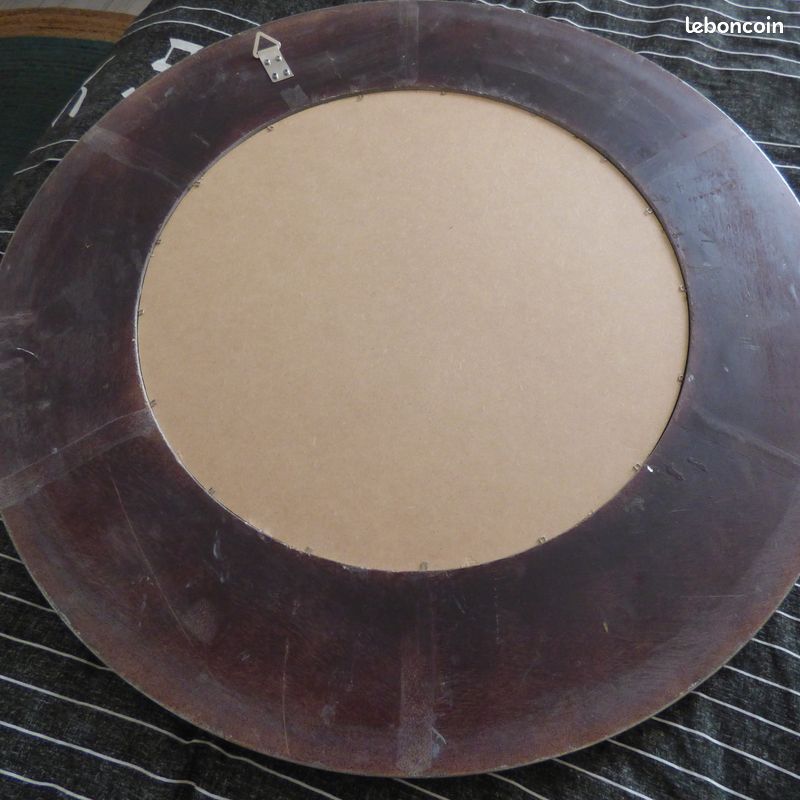Miroir rond bois argenté (image 5)