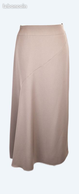 Jupe maxi beige rosé matière fluide - T38 - Etat neuf - Gérard Pasquier (image 1)