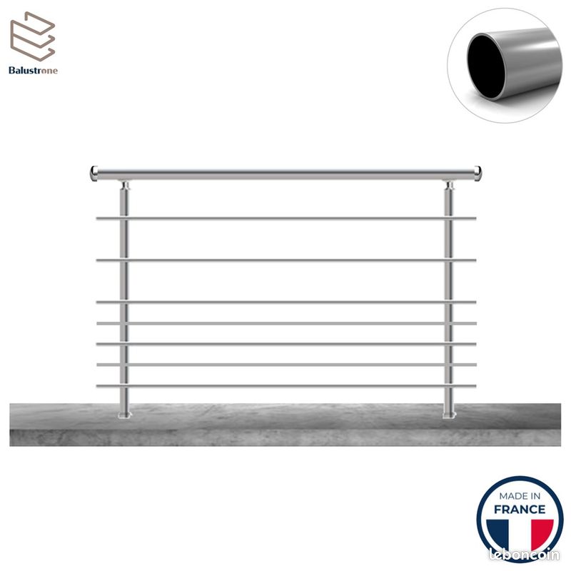 Garde-corps balustrade à 7 lisses rondes en alu, kit complet (image 5)
