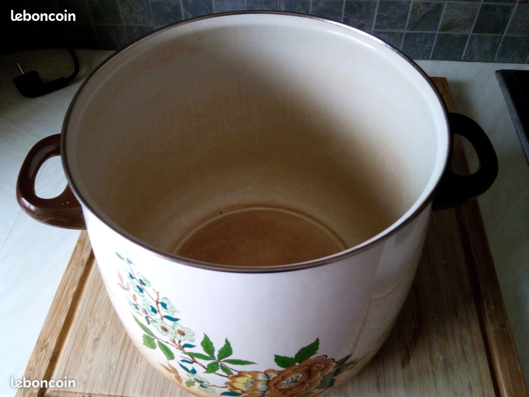 Ancienne Cocotte En Fonte émaillée, Petite Marmite Avec Motif Floral, Compatible Gaz Et électrique, Vaisselle Vintage