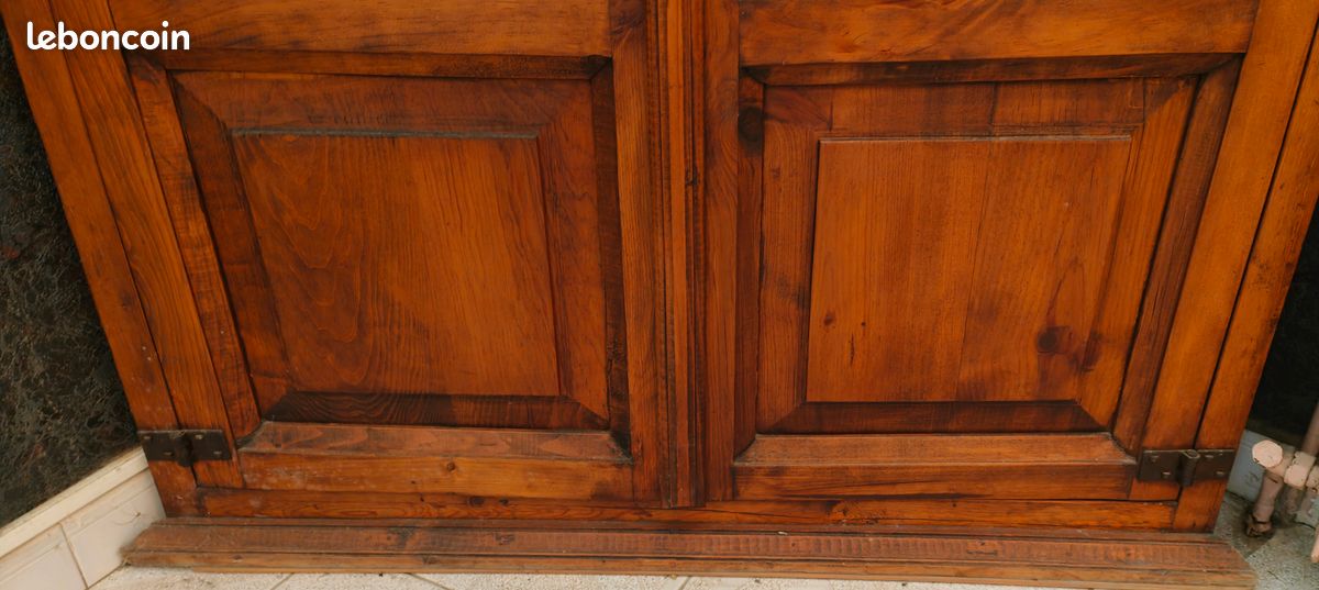 Très Rare et très ancien meuble d'angle, armoire, vitrine, bibliothèque bois massif, étagère, vaisselier, très belle qualité, avant 1900 (image 9)