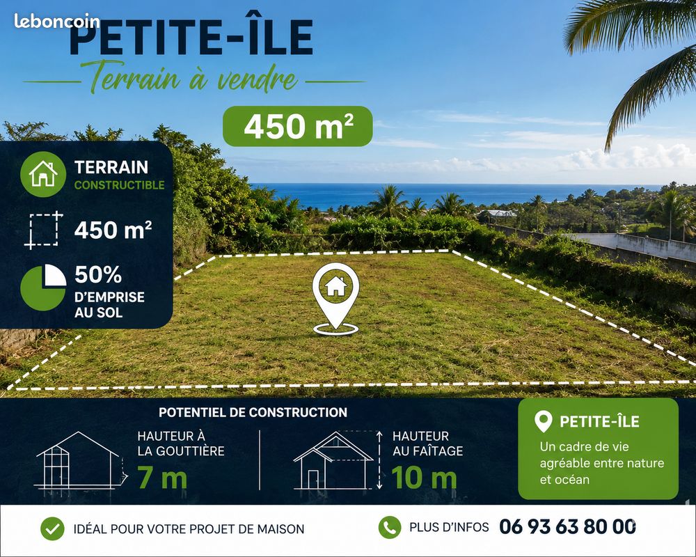 Terrain 450 m² · à Petite-Île · 450 m² · 128 400 €